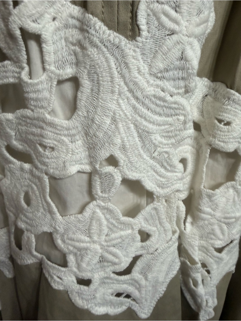 Derek Lam Collective Khaki Lace Hem Midi Dress IT 40 | Designer Cotton Twill RTR - Picture 5 of 10